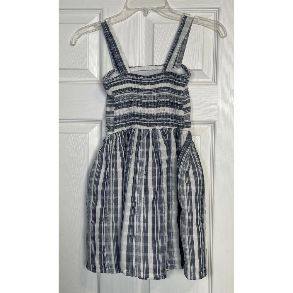 Guess‎ Kids Dress Girls M 10-12 Gray White Plaid Smocked Cargo Sundress - Picture 2 of 12